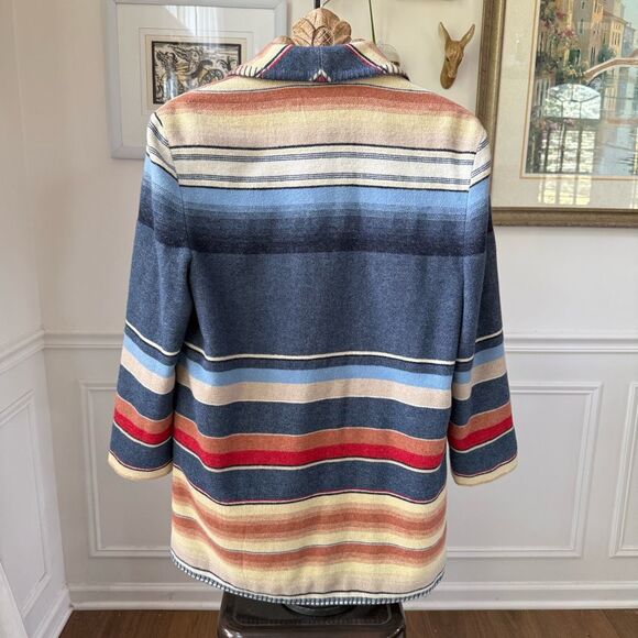 Vintage 90s Express Made in Italy Blanket Print Wool Blend Oversized Blazer XS - Picture 5 of 8